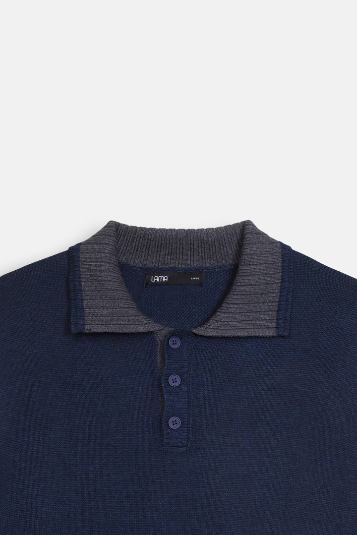 RELAXED KNIT POLO SWEATER