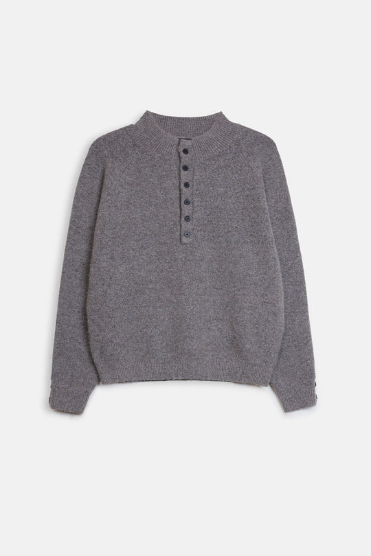 MELANGE HENLEY SWEATER