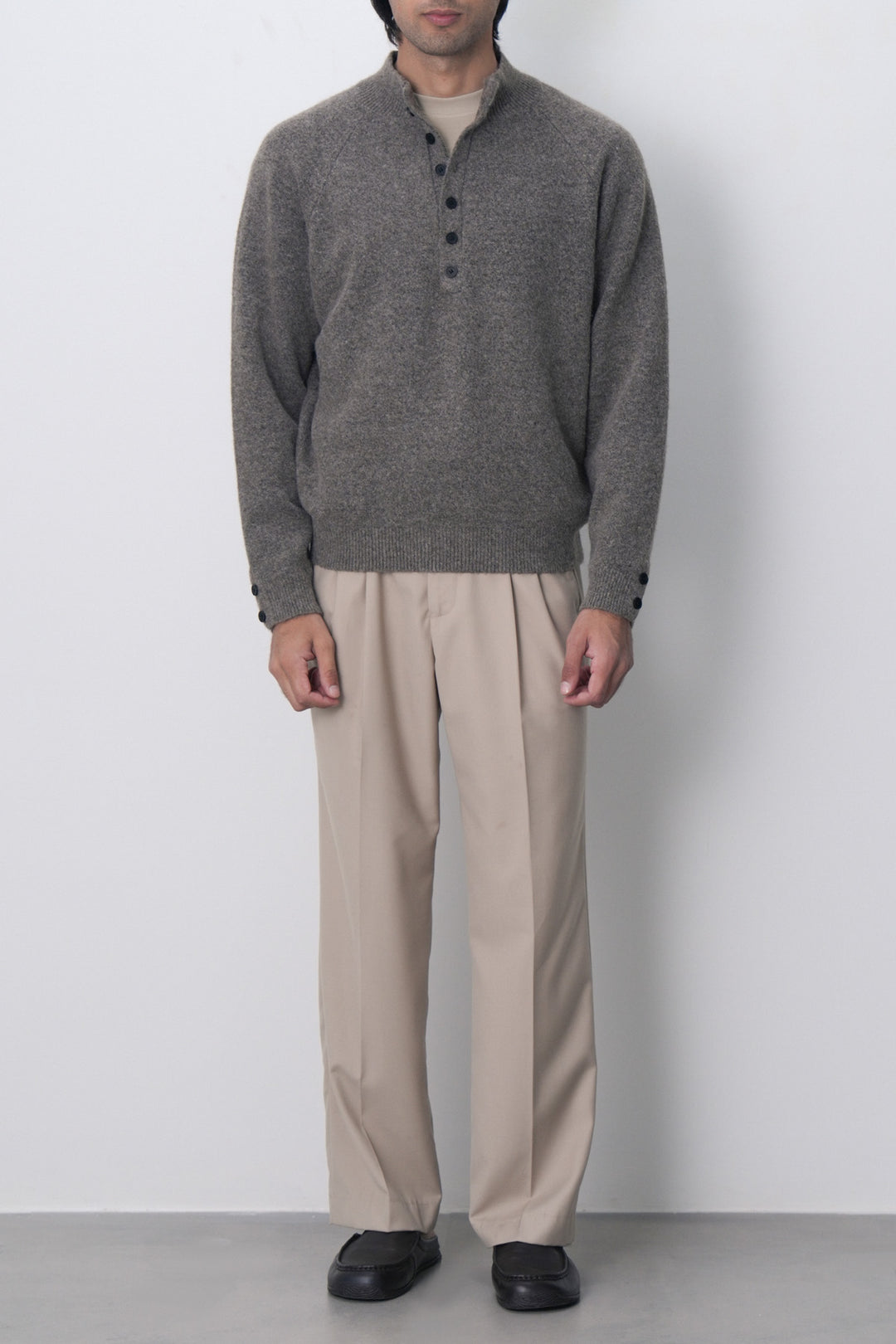 MELANGE HENLEY SWEATER
