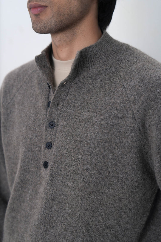 MELANGE HENLEY SWEATER