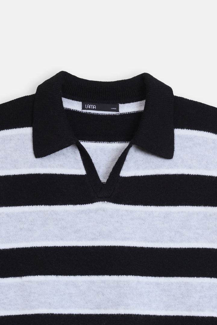 STRIPED POLO SWEATER
