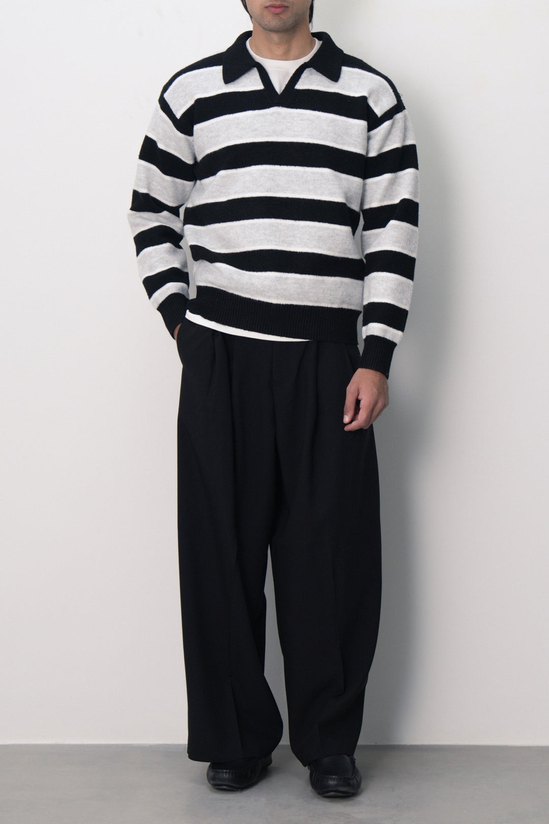 STRIPED POLO SWEATER