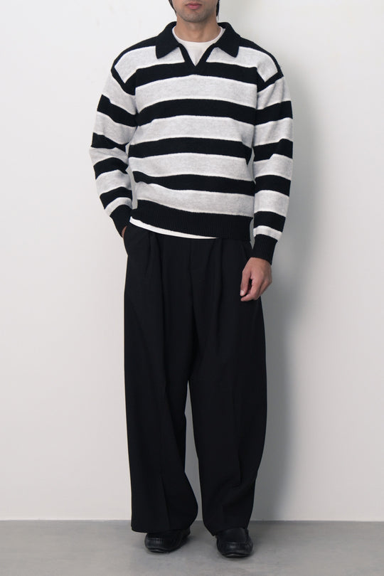 STRIPED POLO SWEATER