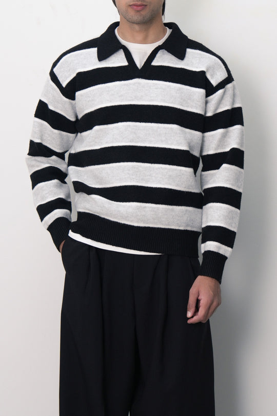 STRIPED POLO SWEATER