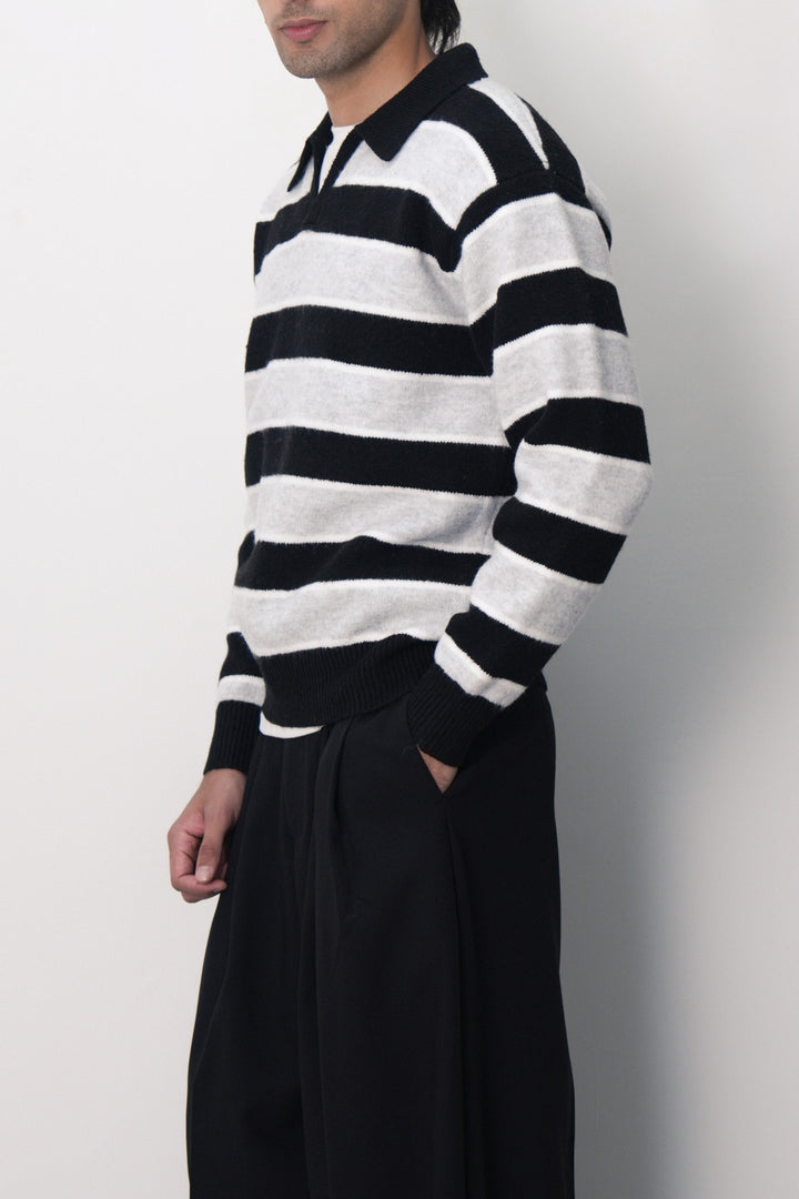 STRIPED POLO SWEATER