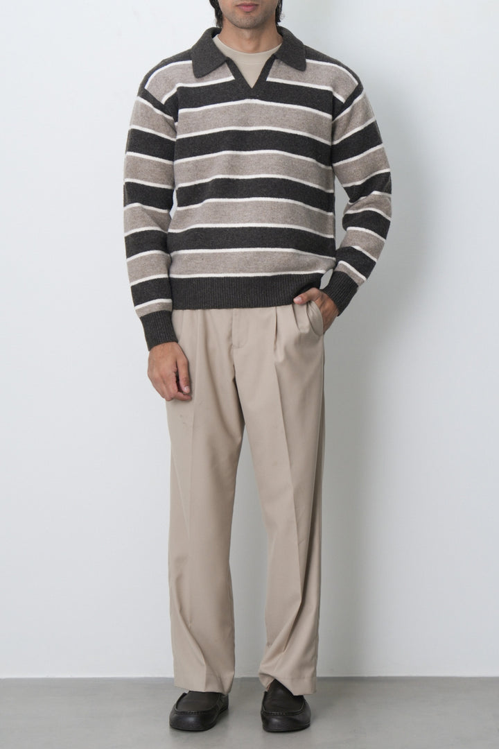 STRIPED POLO SWEATER
