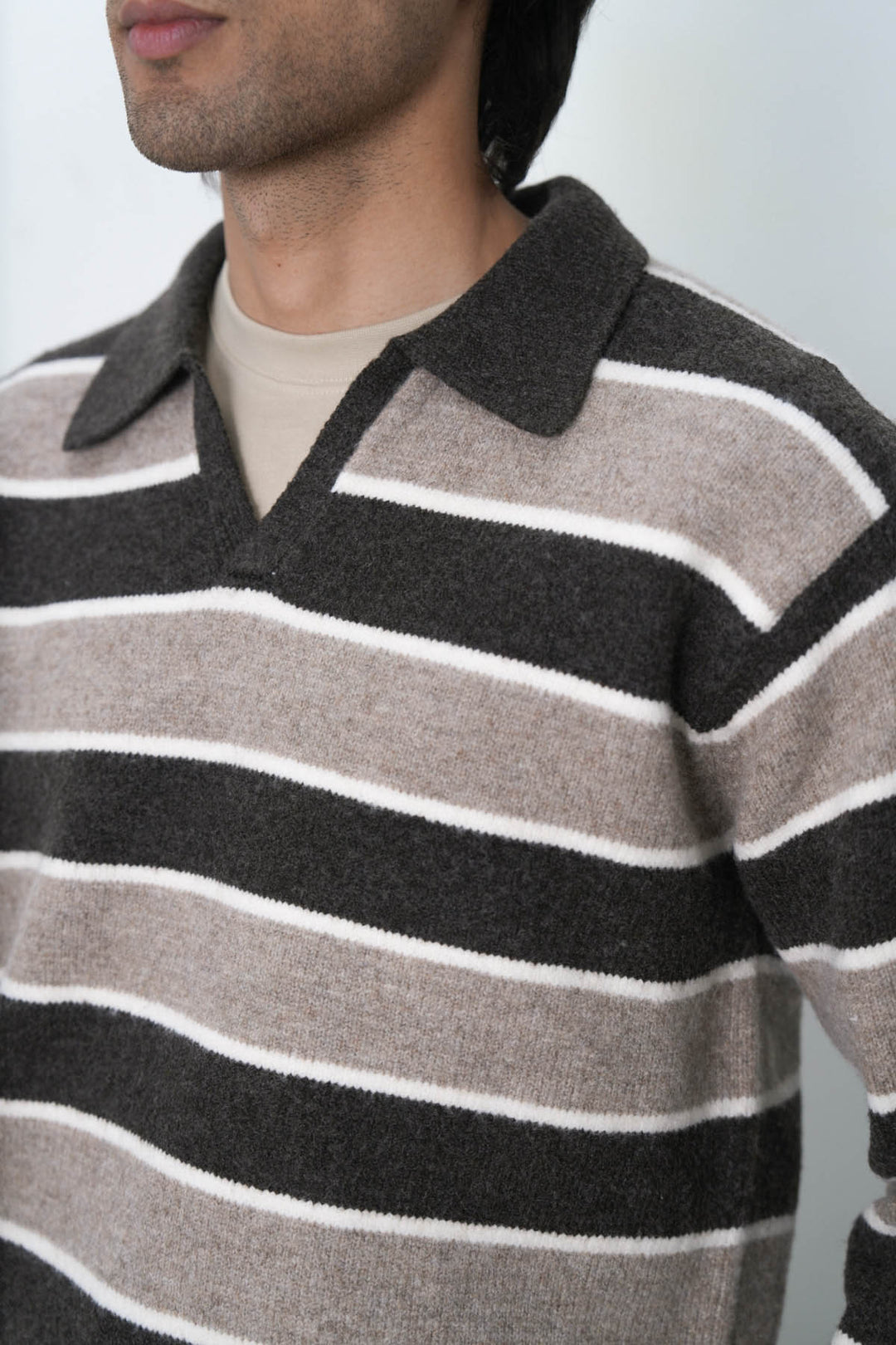 STRIPED POLO SWEATER