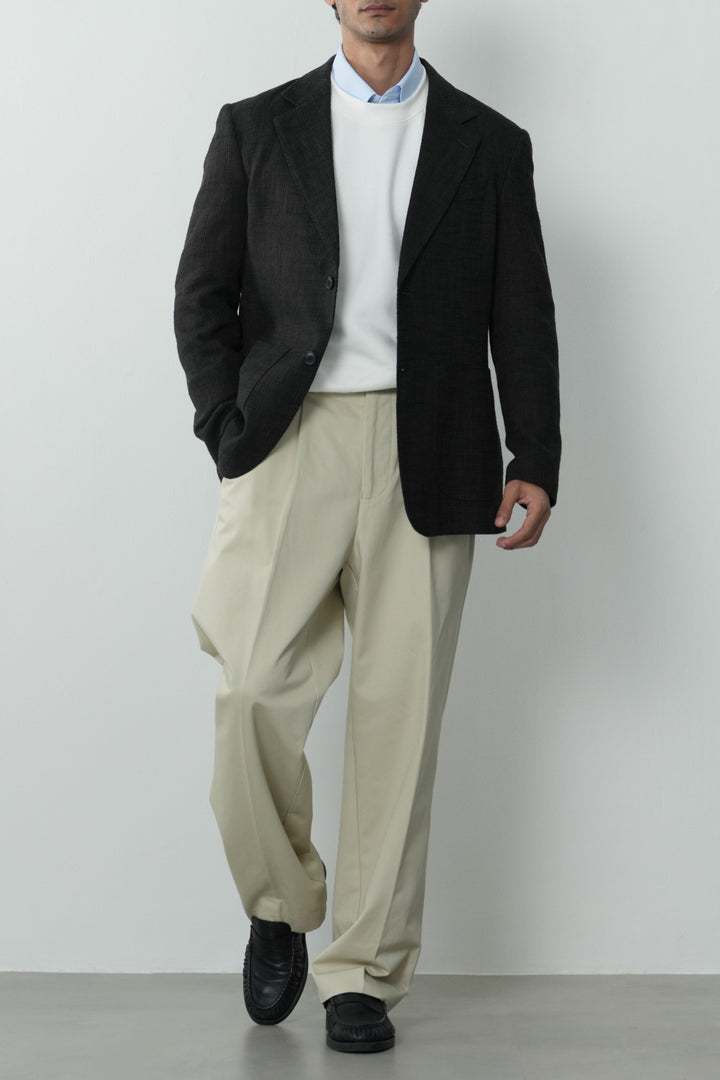 TEXTURED UNLINED LINEN BLAZER