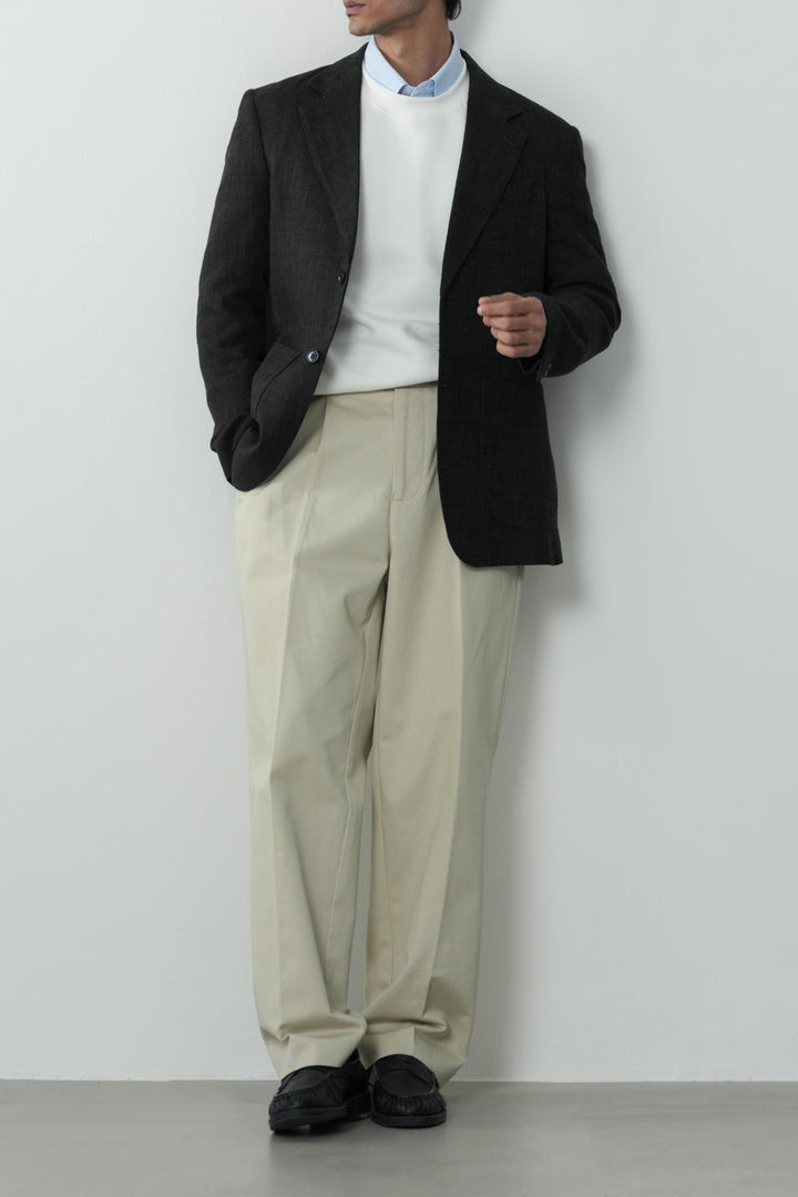 TEXTURED UNLINED LINEN BLAZER