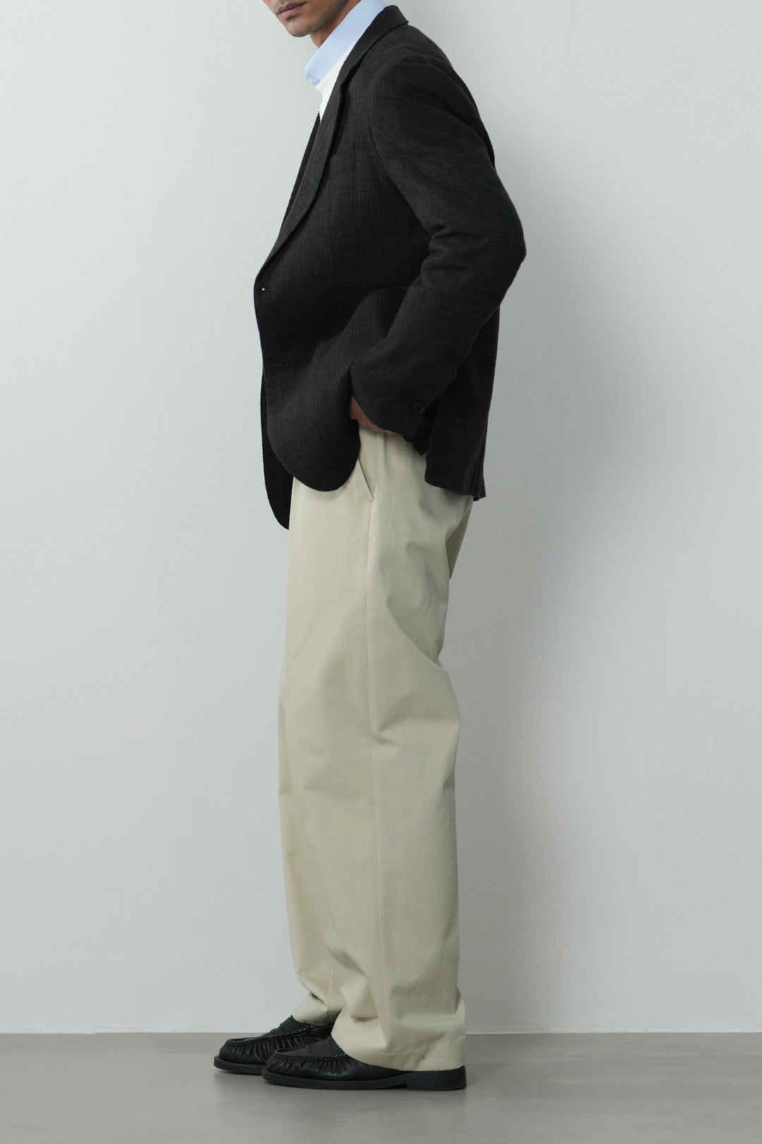 TEXTURED UNLINED LINEN BLAZER