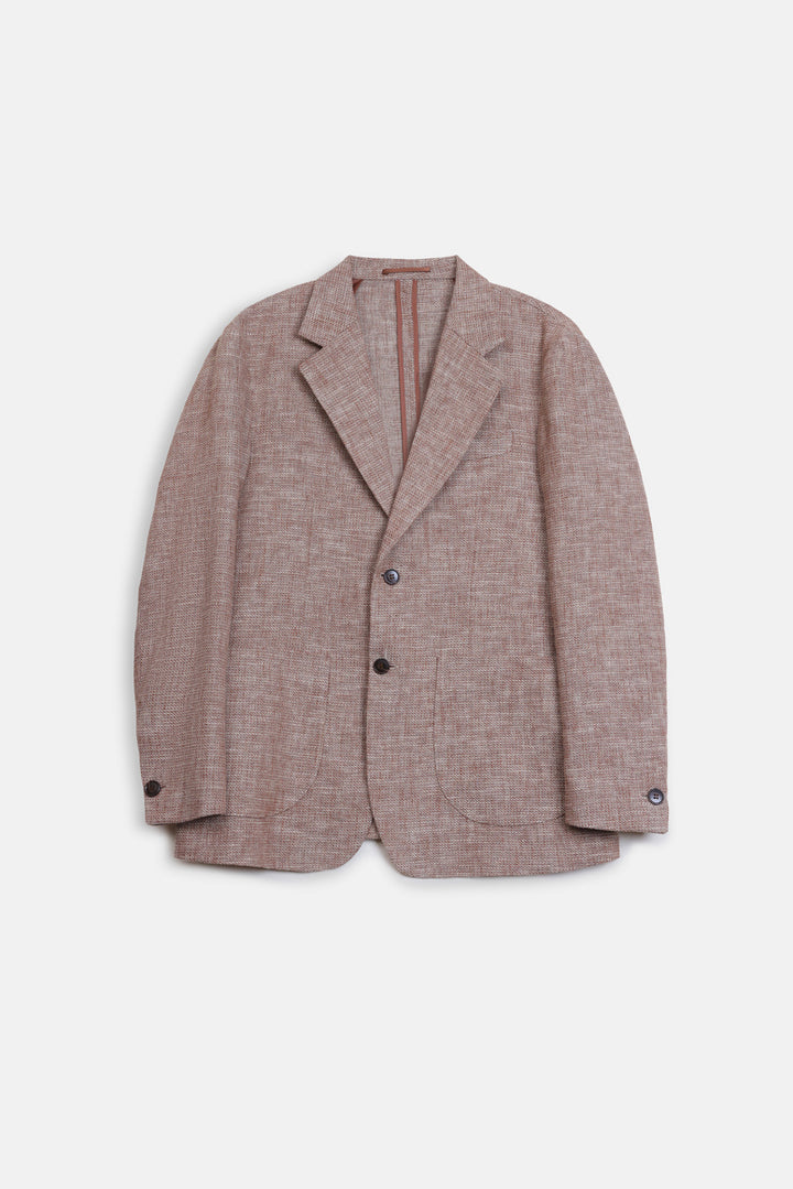 TEXTURED UNLINED LINEN BLAZER