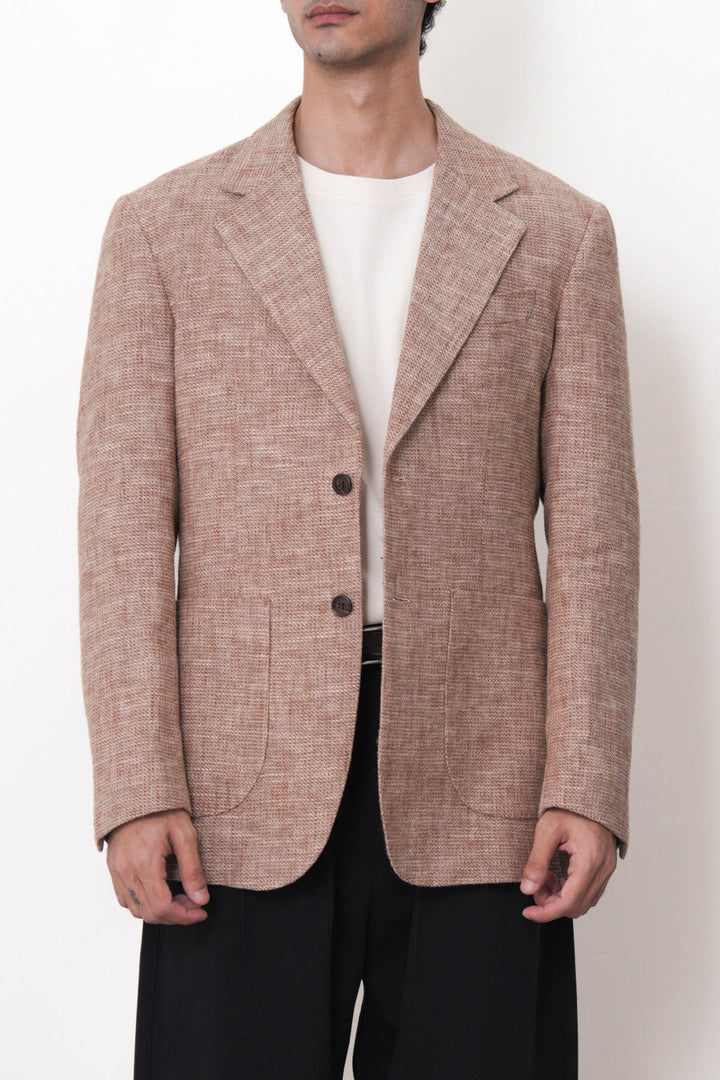 TEXTURED UNLINED LINEN BLAZER