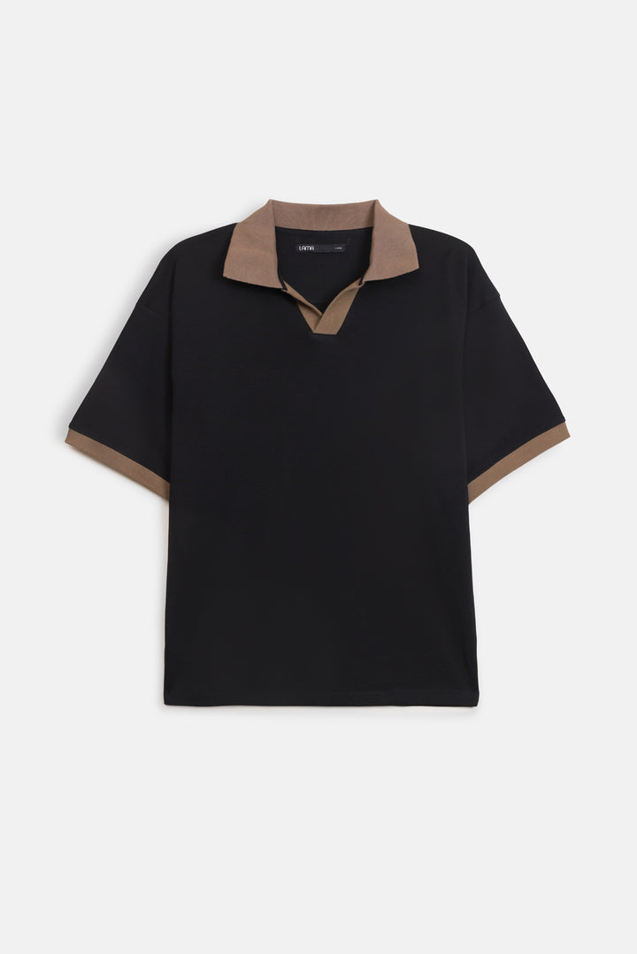 CONTRASTING EASY COLLAR POLO