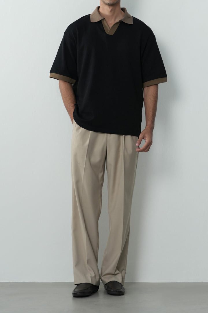 CONTRASTING EASY COLLAR POLO