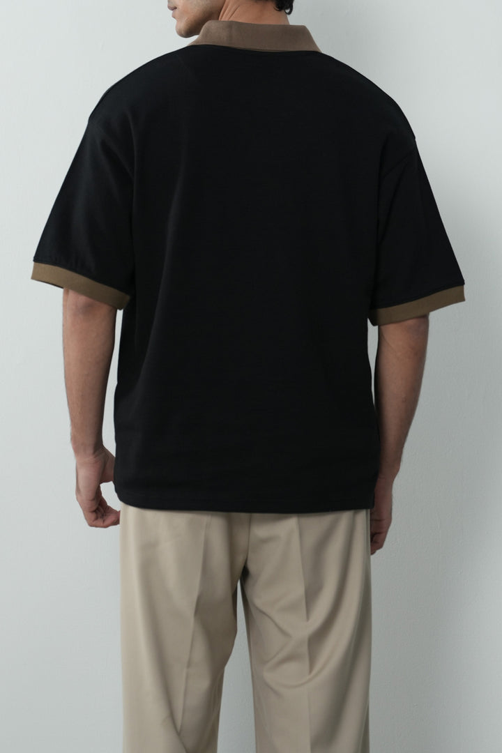 CONTRASTING EASY COLLAR POLO