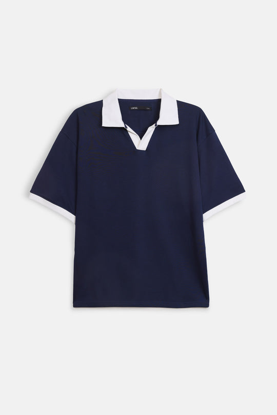CONTRASTING EASY COLLAR POLO