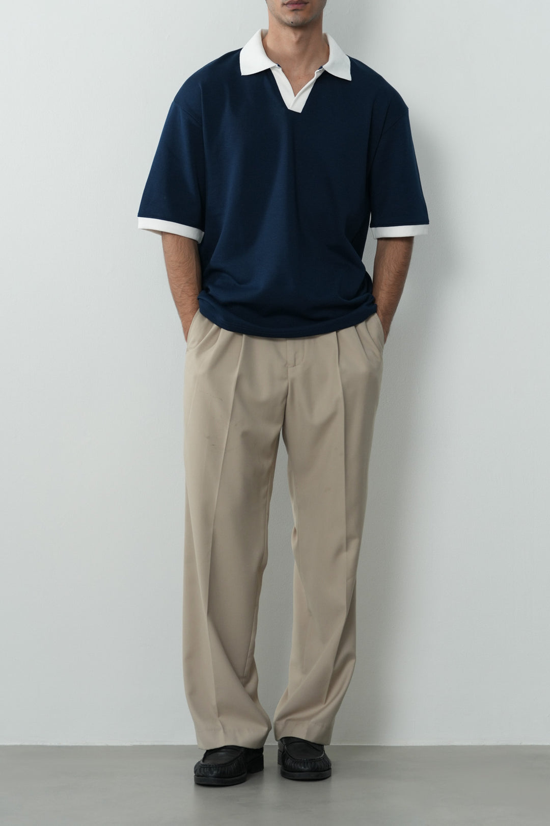 CONTRASTING EASY COLLAR POLO