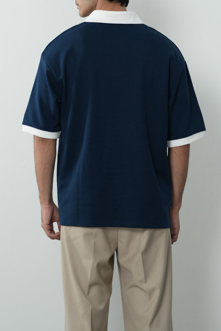 CONTRASTING EASY COLLAR POLO