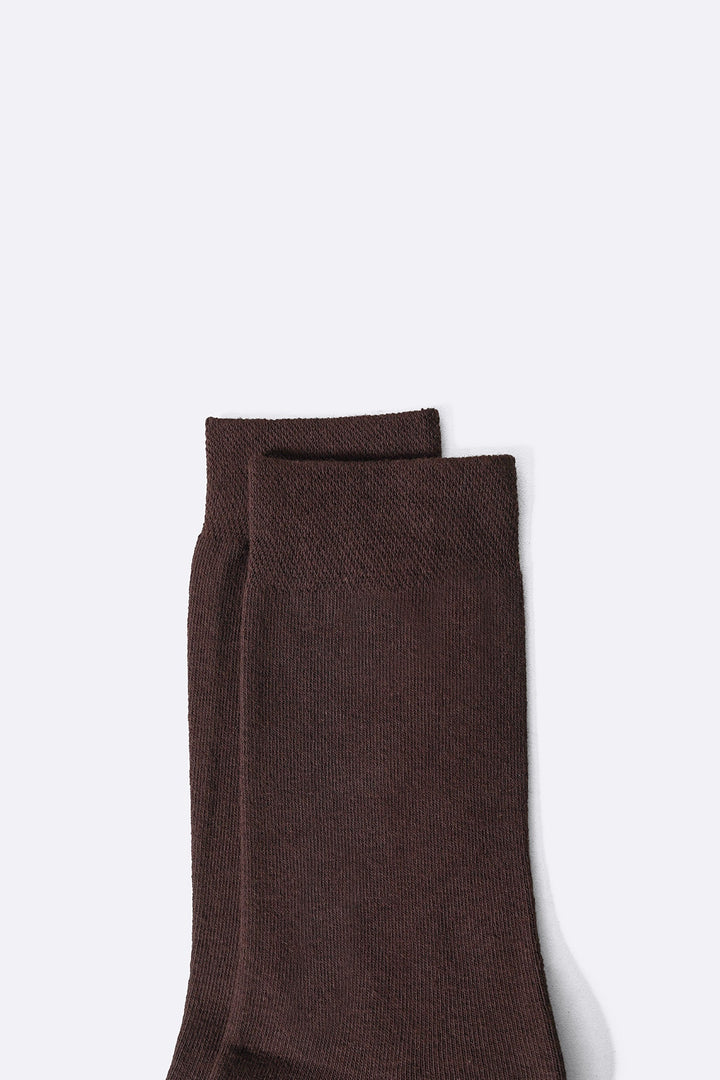 DARK BROWN CREW LENGTH COTTON SOCKS