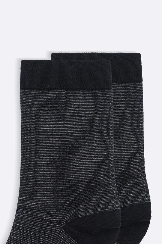 BLACK STRIPED CREW SOCKS