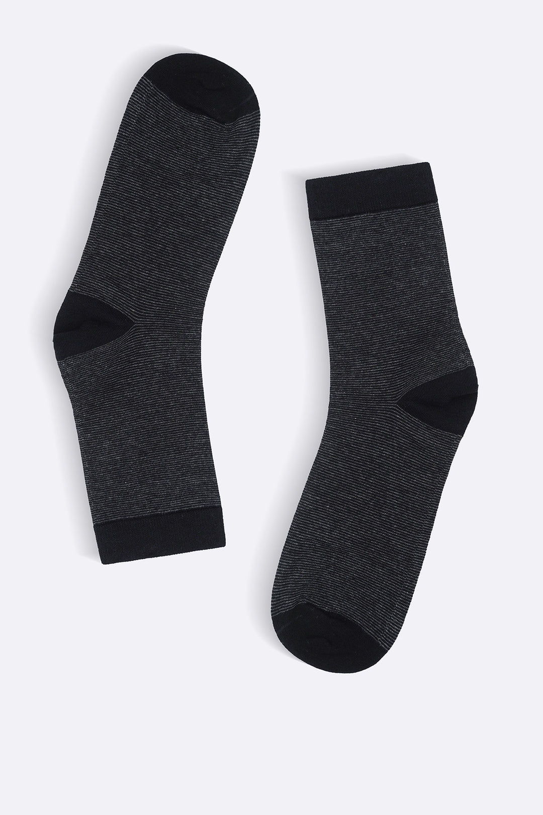BLACK STRIPED CREW SOCKS