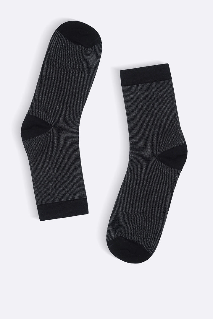 BLACK STRIPED CREW SOCKS
