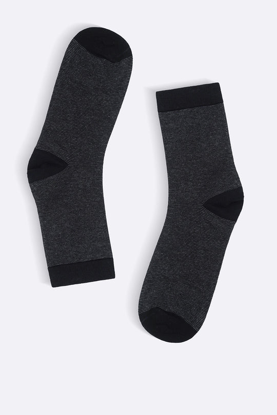 BLACK STRIPED CREW SOCKS