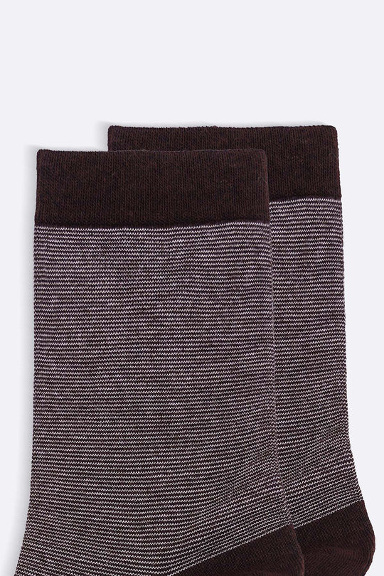 BROWN STRIPED CREW SOCKS