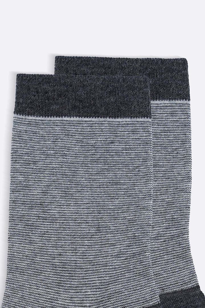 LIGHT GREY STRIPED CREW SOCKS