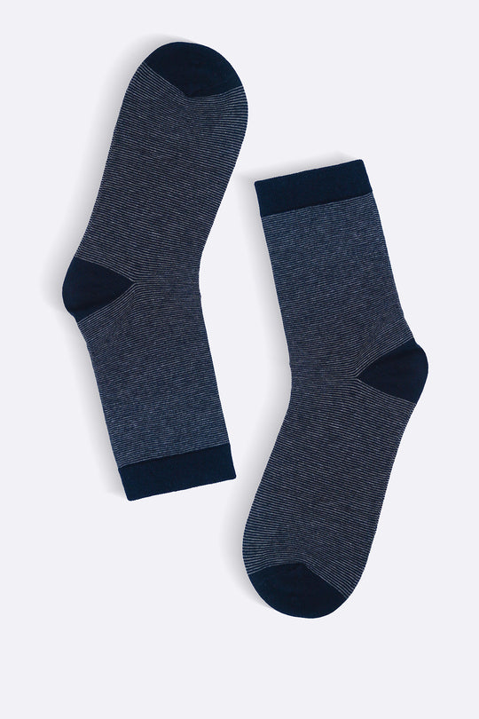 NAVY STRIPED CREW SOCKS