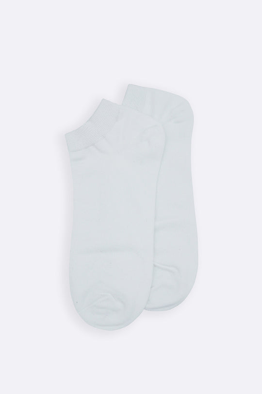 WHITE RIBBED ANKLE SOCKS