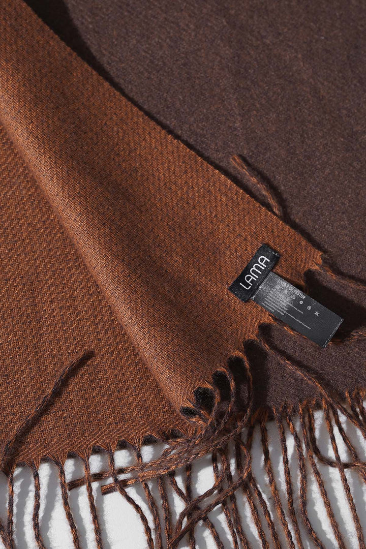 BROWN CONTRAST WEAVE REVERSIBLE SCARF