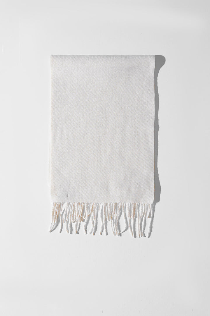 CREAM CONTRAST WEAVE REVERSIBLE SCARF