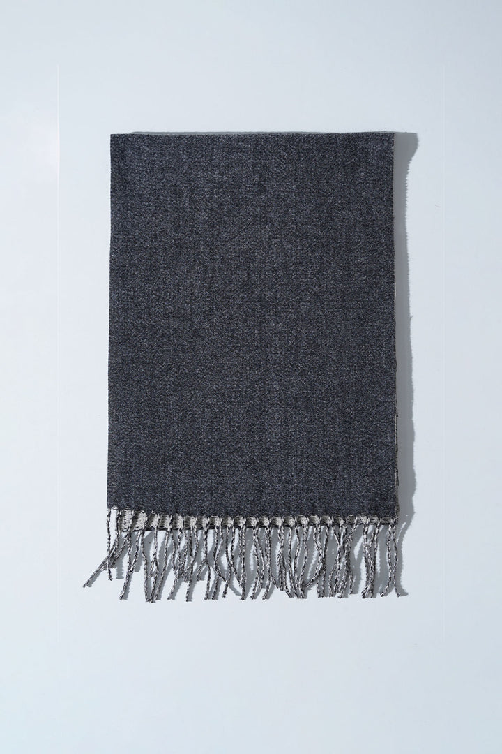 GREY CREAM CONTRAST WEAVE REVERSIBLE SCARF