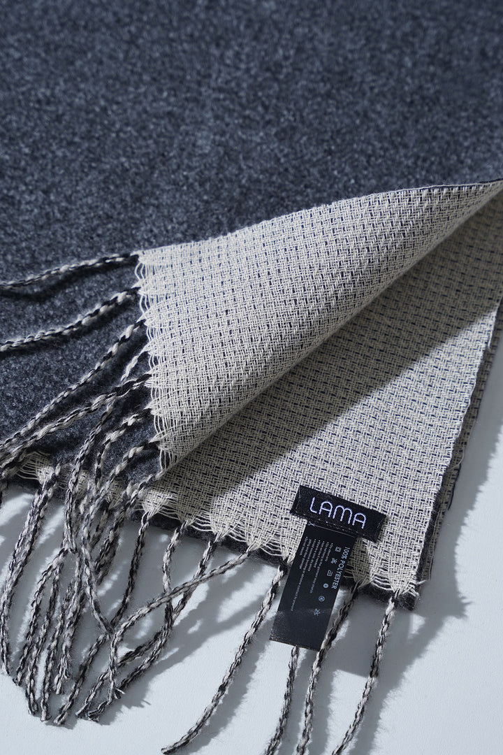 GREY CREAM CONTRAST WEAVE REVERSIBLE SCARF