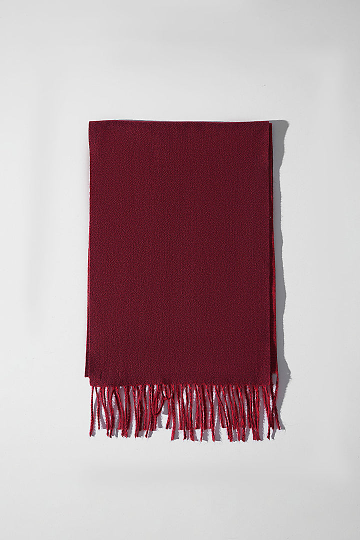 RED CONTRAST WEAVE REVERSIBLE SCARF