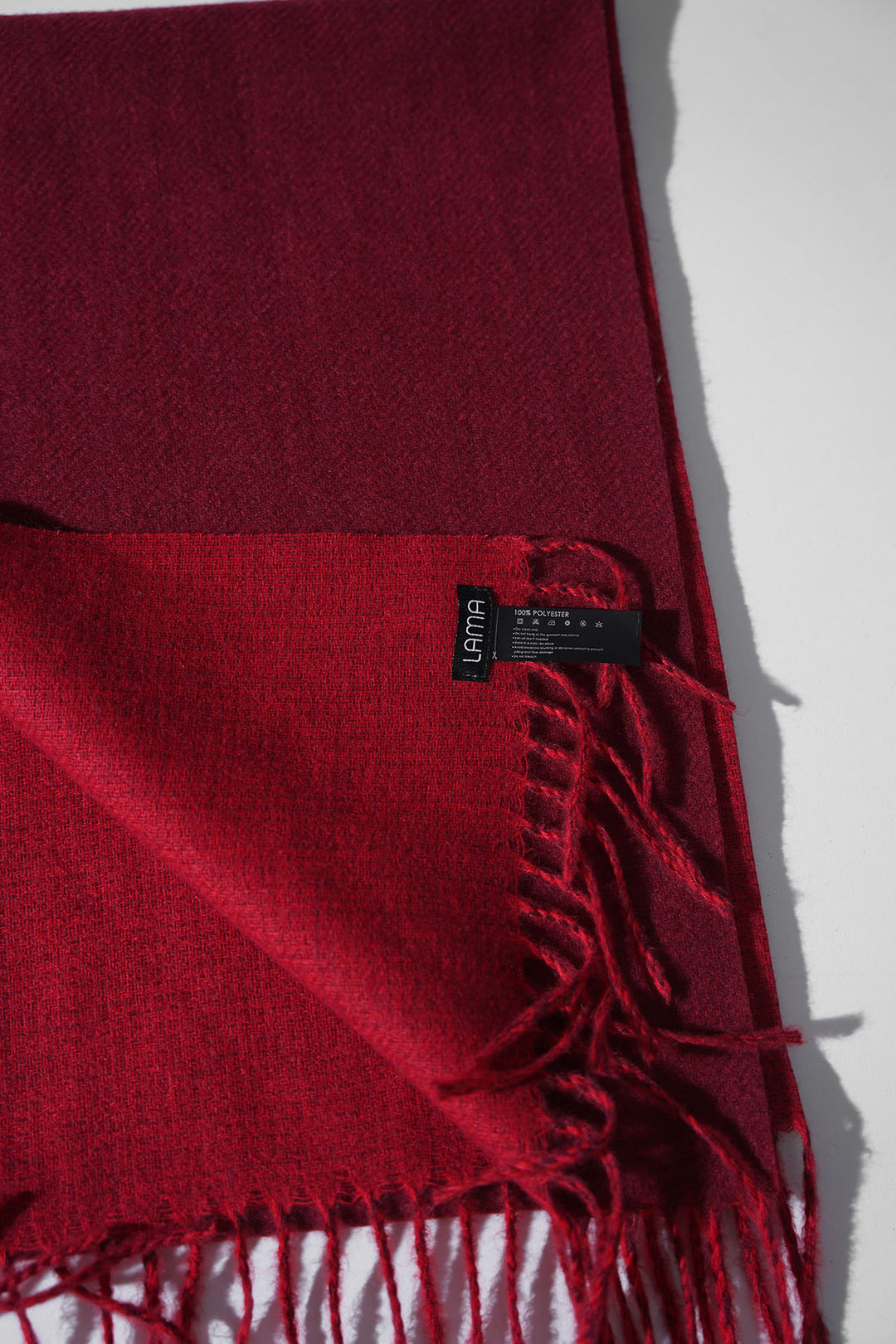 RED CONTRAST WEAVE REVERSIBLE SCARF