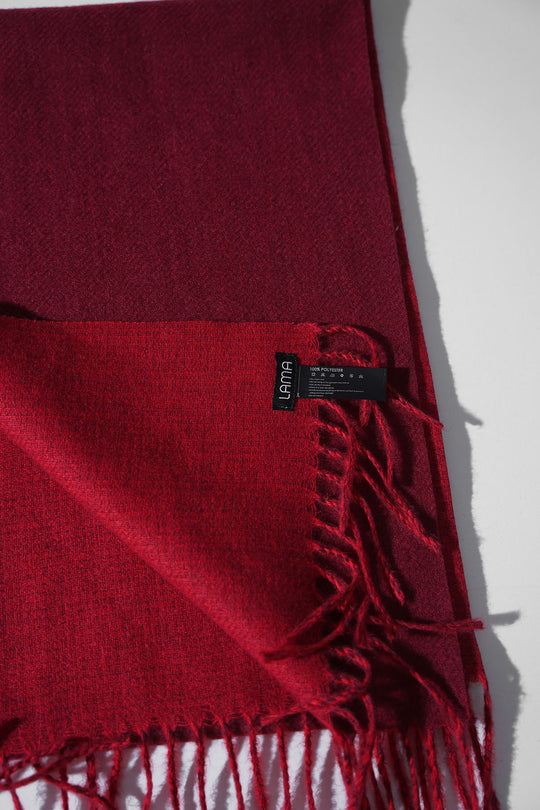 RED CONTRAST WEAVE REVERSIBLE SCARF