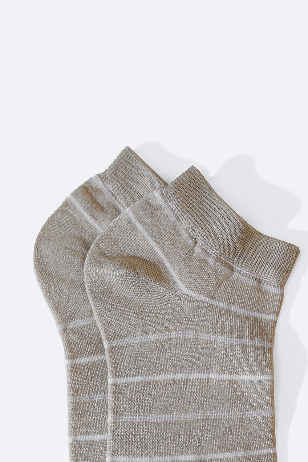 BEIGE MERCERIZED STRIPE SOCKS