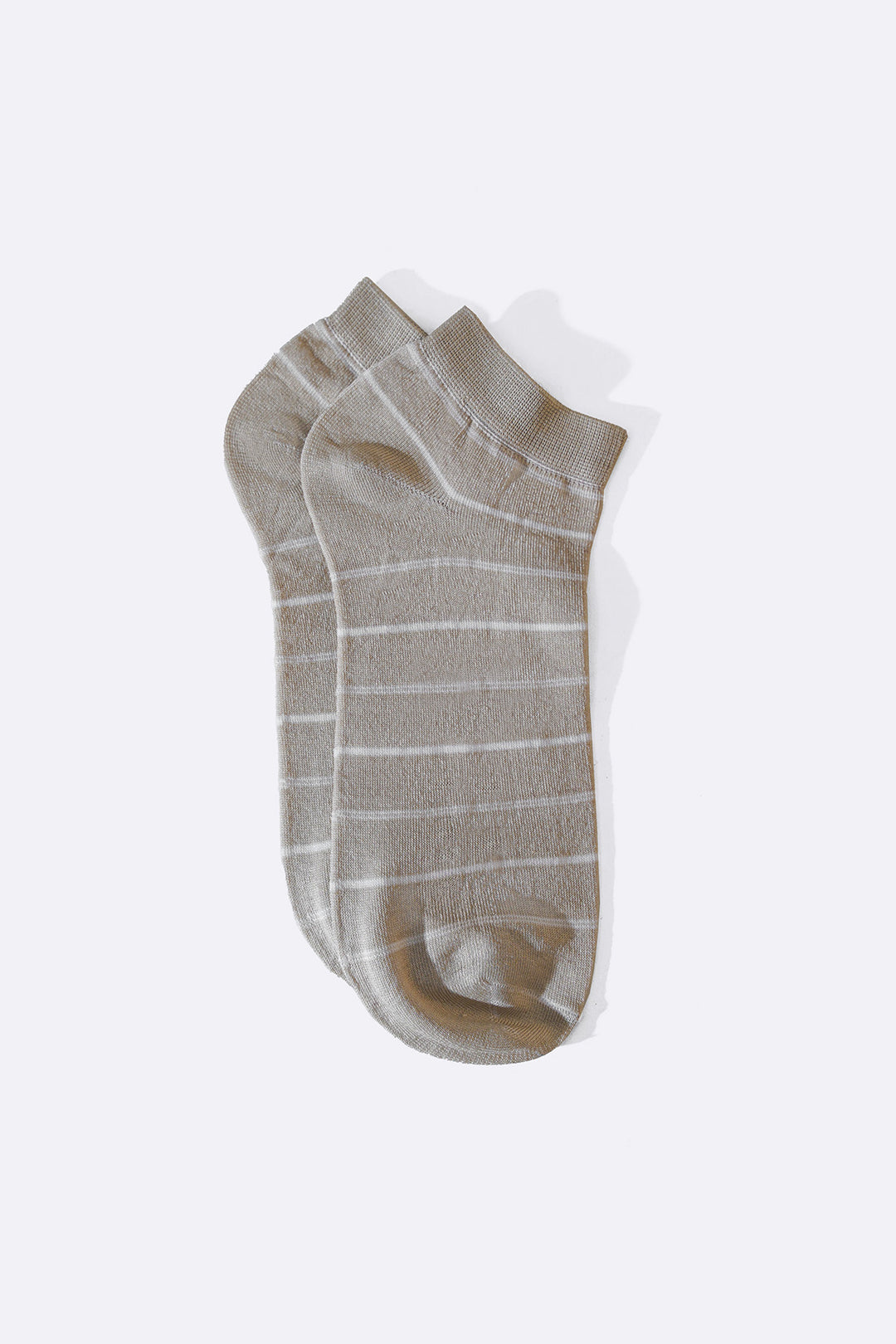 BEIGE MERCERIZED STRIPE SOCKS