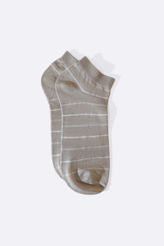 BEIGE MERCERIZED STRIPE SOCKS