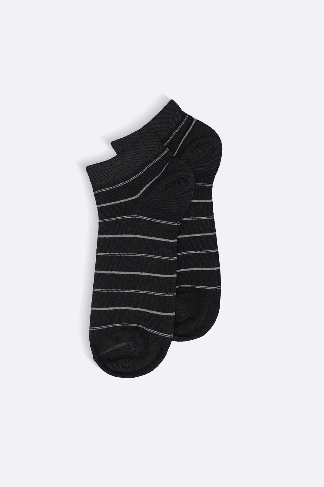 BLACK MERCERIZED STRIPE SOCKS
