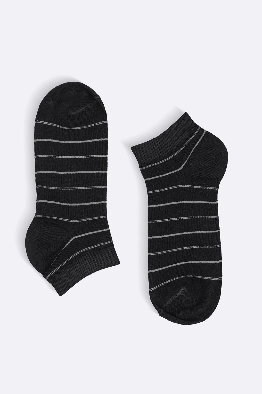 BLACK MERCERIZED STRIPE SOCKS