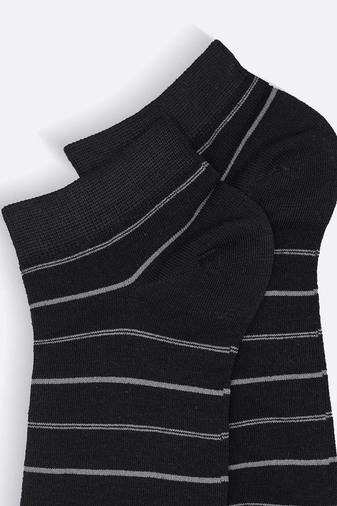 BLACK MERCERIZED STRIPE SOCKS