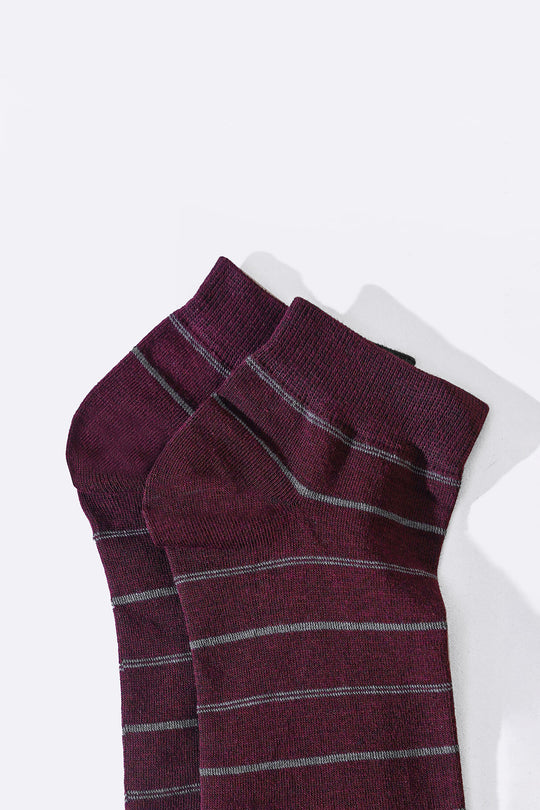 MAROON MERCERIZED STRIPE SOCKS