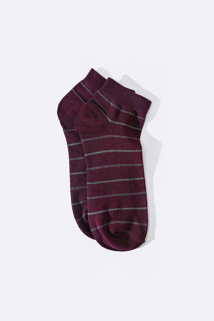 MAROON MERCERIZED STRIPE SOCKS