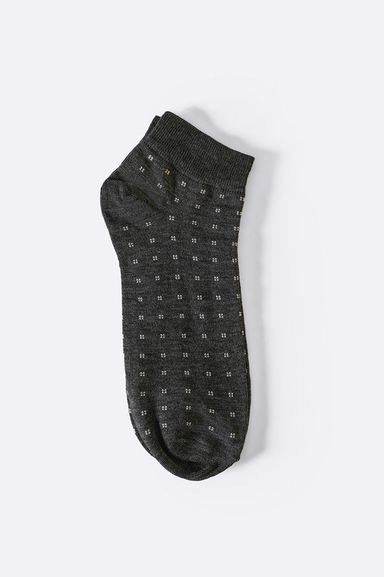 DARK GREY MERCERIZED ANKLE SOCKS