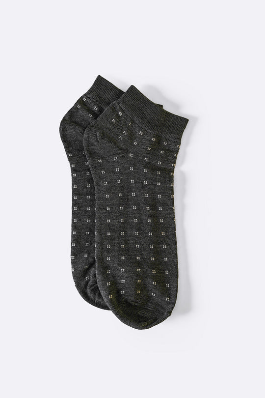 DARK GREY MERCERIZED ANKLE SOCKS