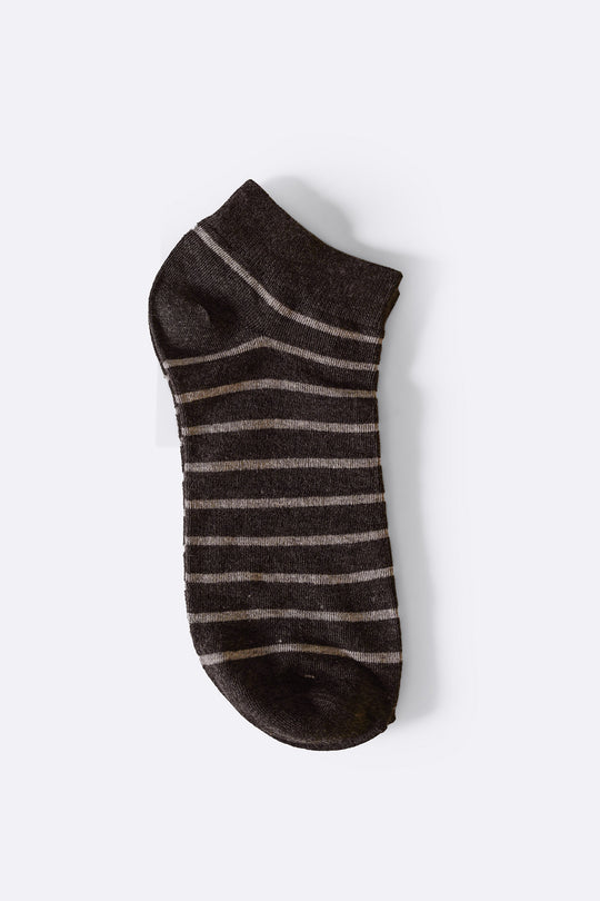 BROWN MERCERIZED STRIPE SOCKS
