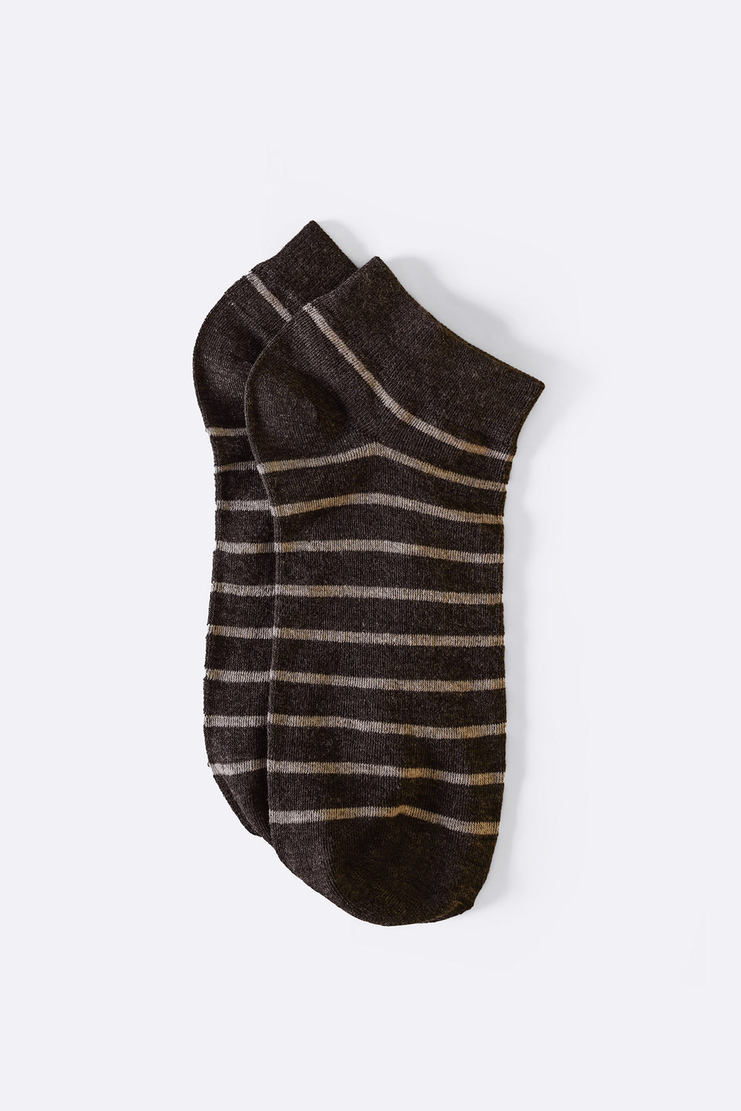 BROWN MERCERIZED STRIPE SOCKS